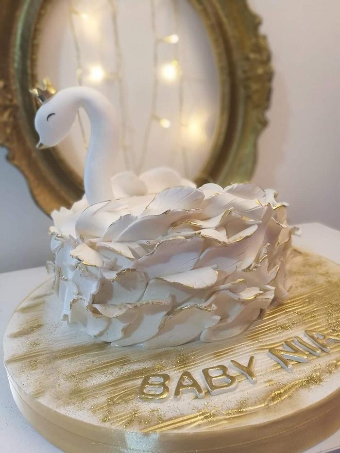 Swan baby cake