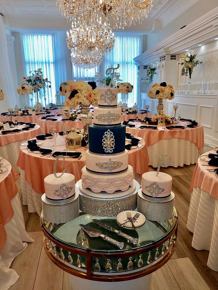 Pink and Blue Wedding Cake