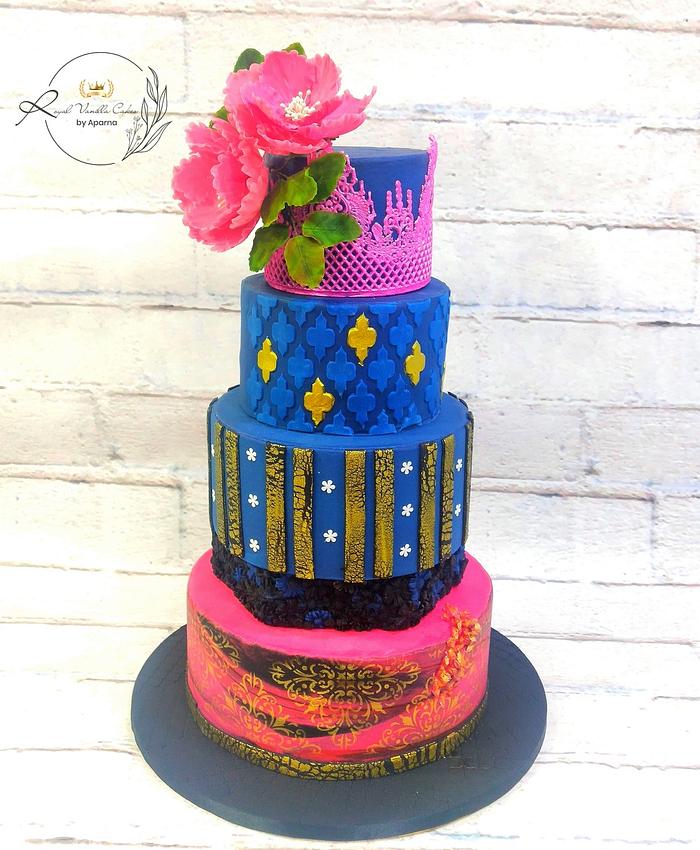 Royal blue elegant Wedding Cake.  