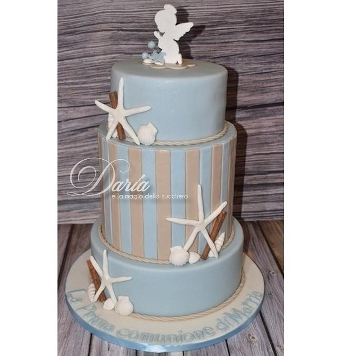 Sea themed first communion cake