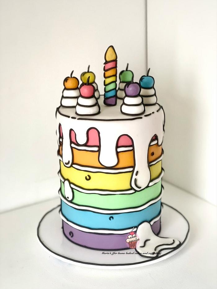 Birthday cake cartoon Royalty Free Vector Image