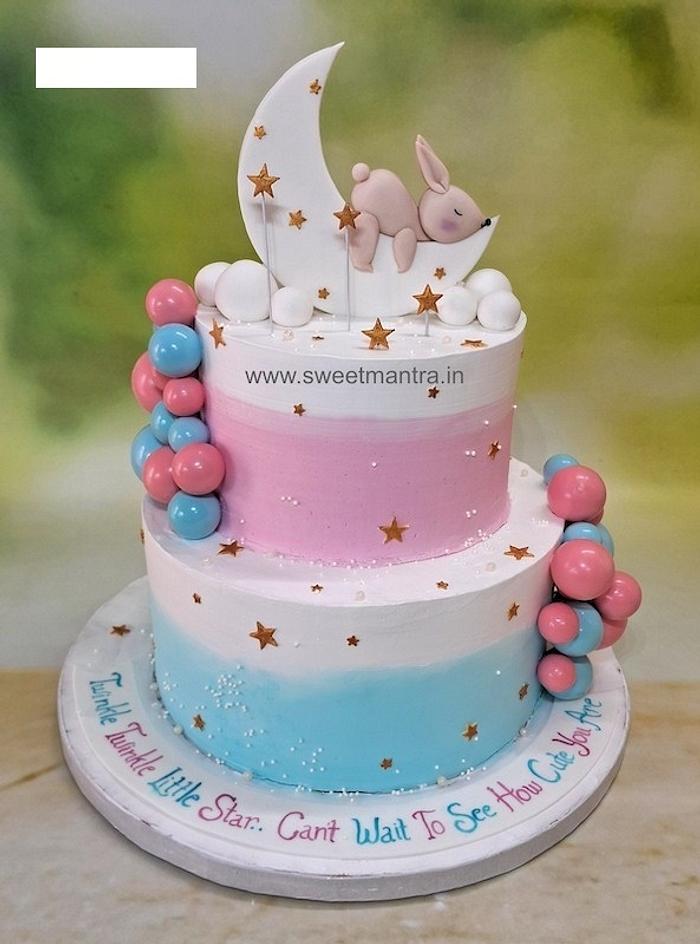 Pink and Blue theme 2 layer Baby Shower cake