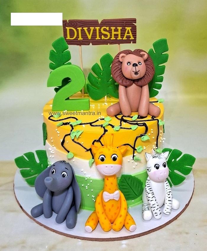 Jungle theme cake for girl