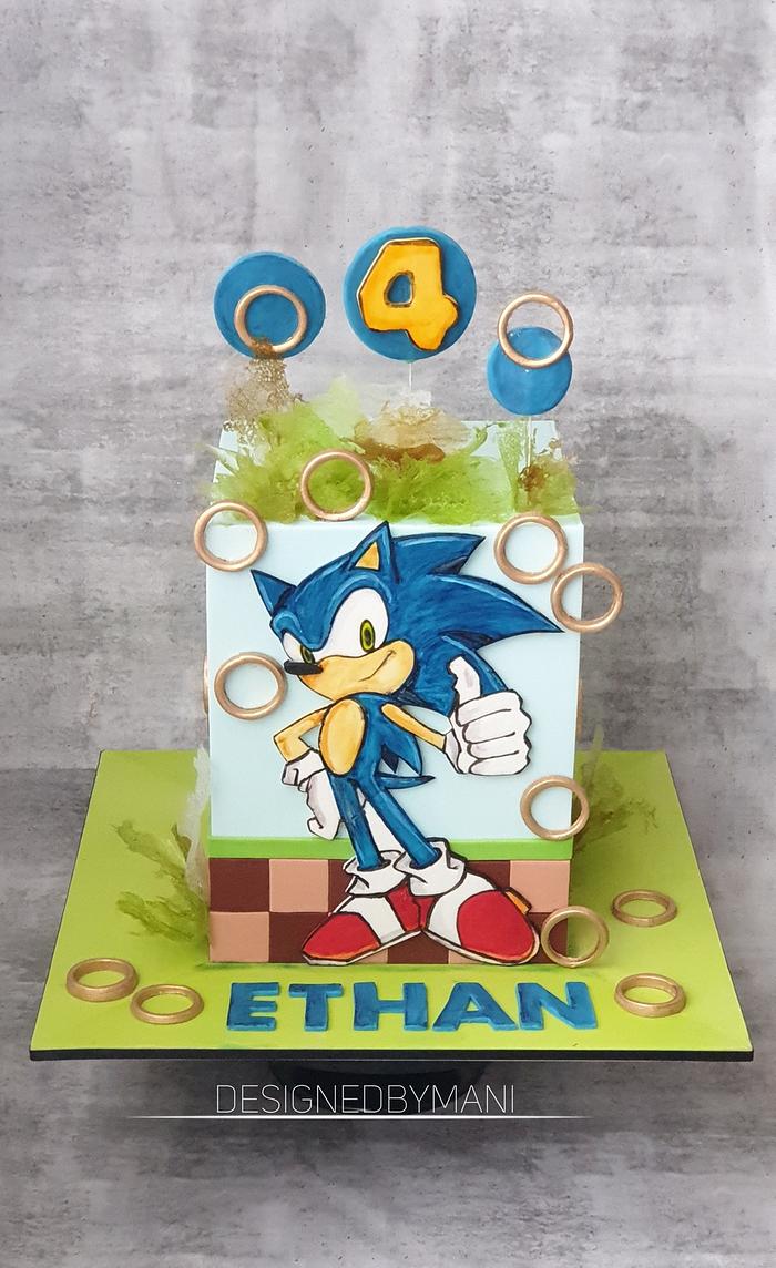 Sonic the hedgehog theme cake 