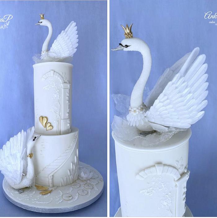 Wedding cake with swans