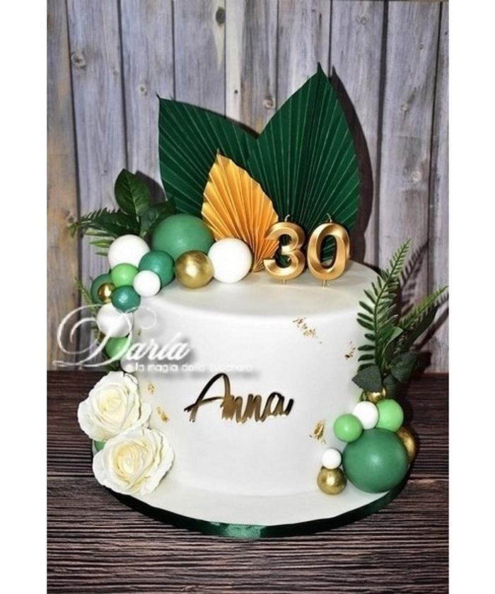 Balloon and leaf for 30th birthday cake