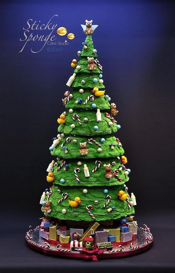 Christmas tree cake - Decorated Cake by Sticky Sponge - CakesDecor