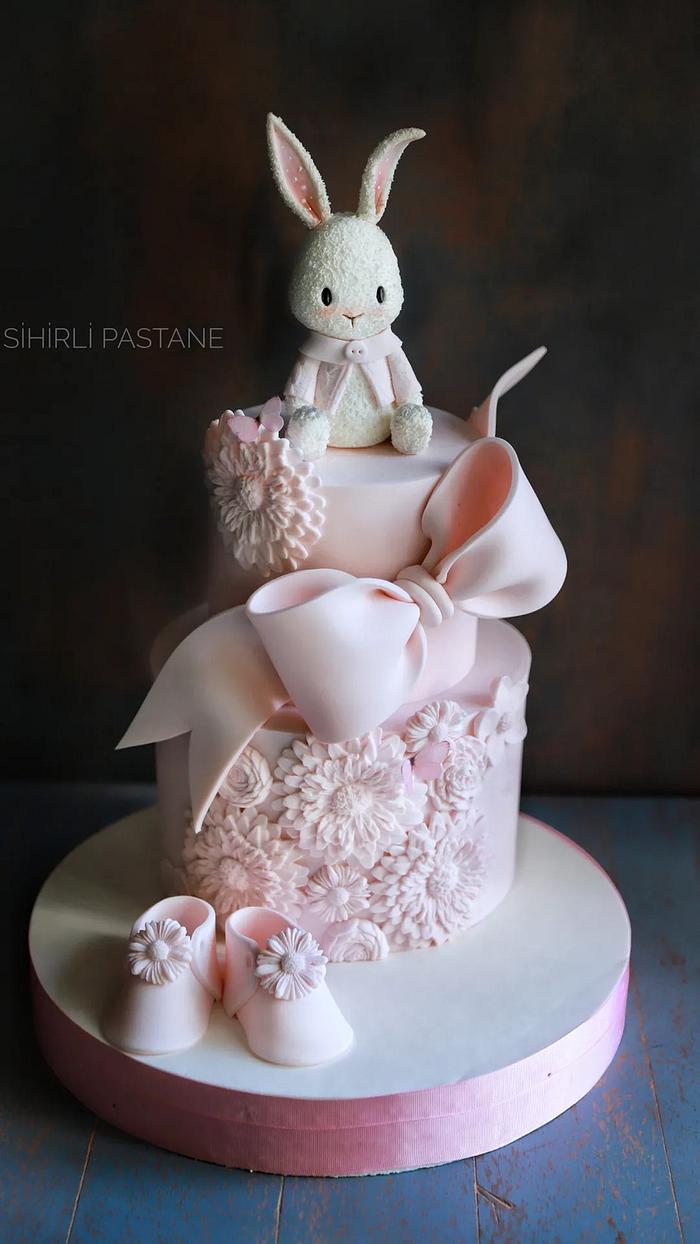 Baby Girl Bunny Cake