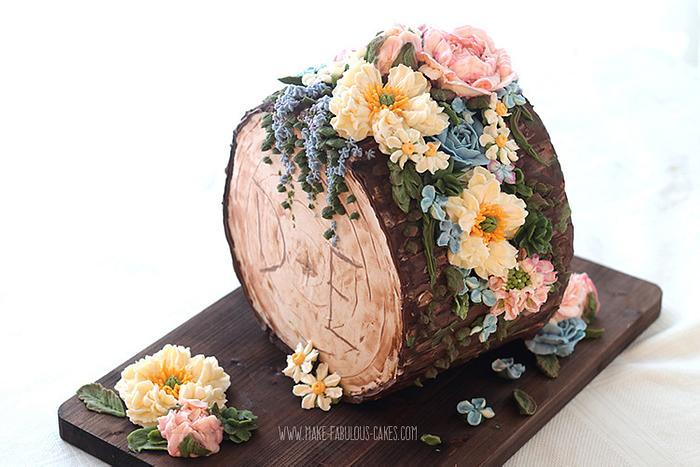 Woodland Buttercream Log Cake 