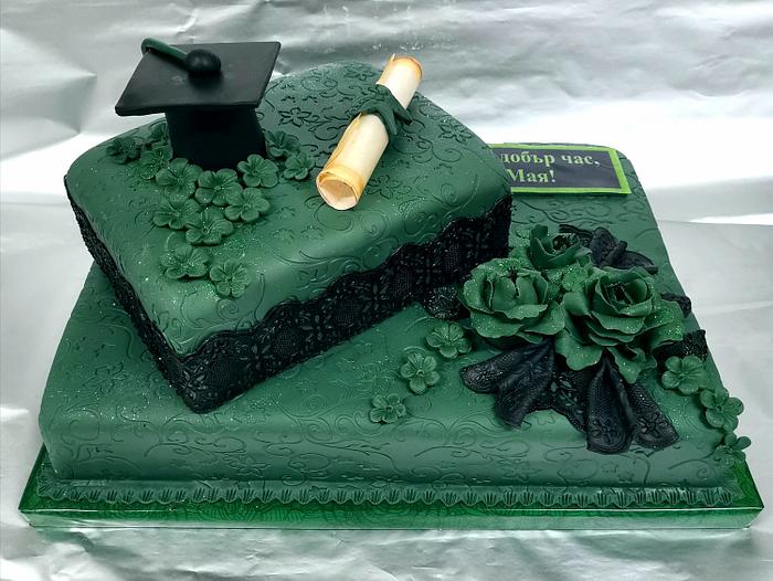 Lace and flowers Green cake 