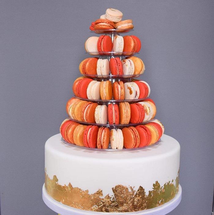 Cake and Macaron Tower Wedding Cake x 2