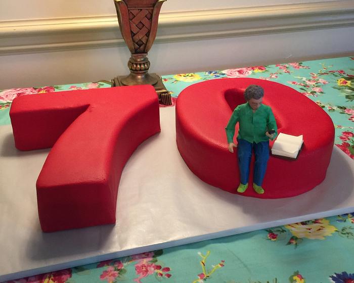 70th numbers birthday cake