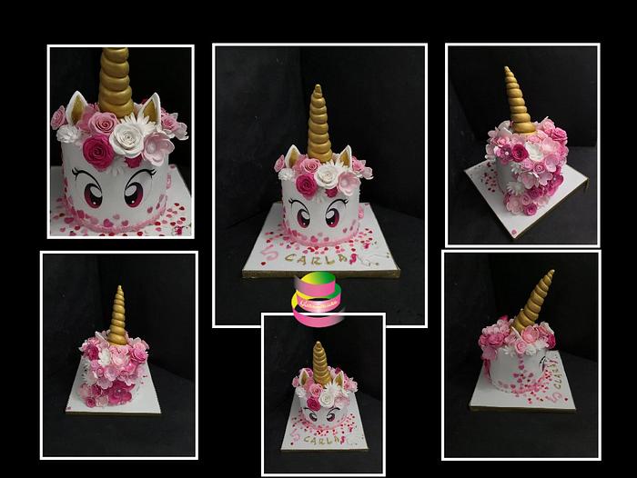 Flowery unicorn cake
