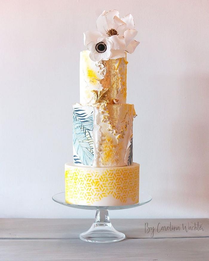 Yellow  wedding cake 