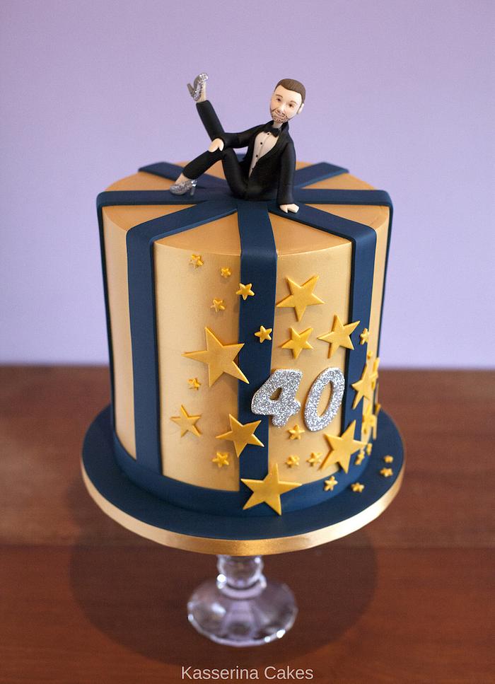 Golden 40th Birthday cake - Decorated Cake by Kasserina - CakesDecor