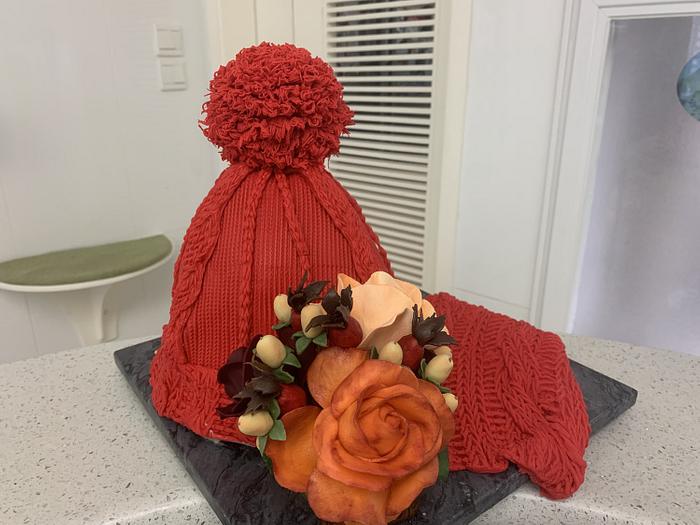 Birthday winter hat cake