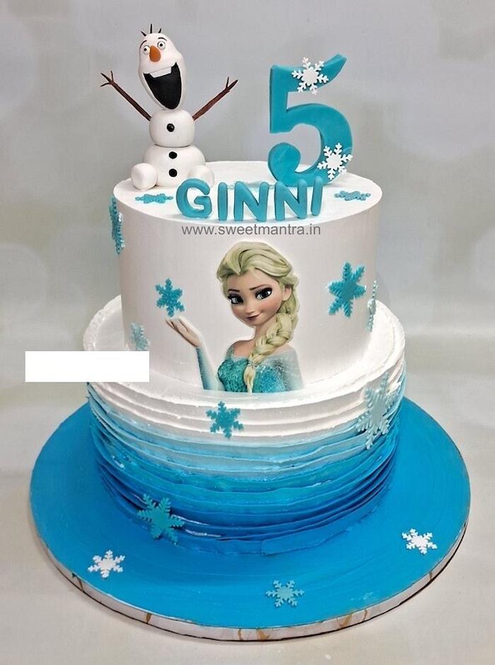 Frozen theme double layer cream cake