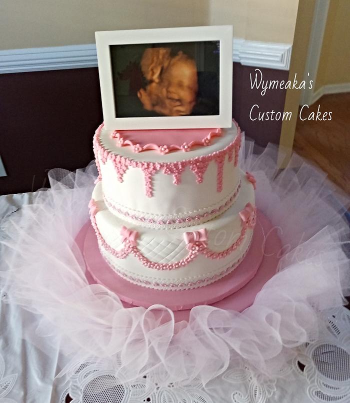 Sonogram Baby Shower Cake "Smiling Baby"
