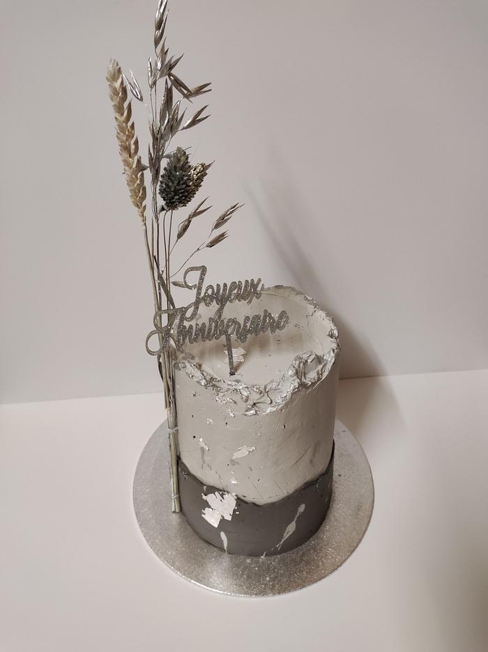 Concrete style butter cream birthday cake 