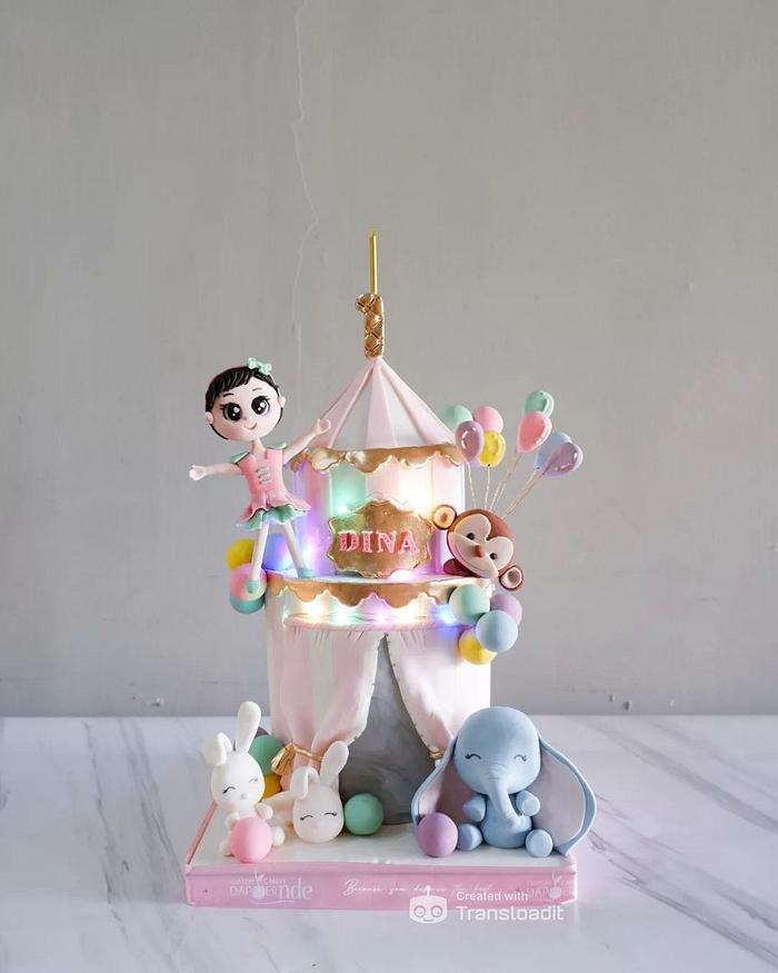 Pastel Circus-Themed Cake