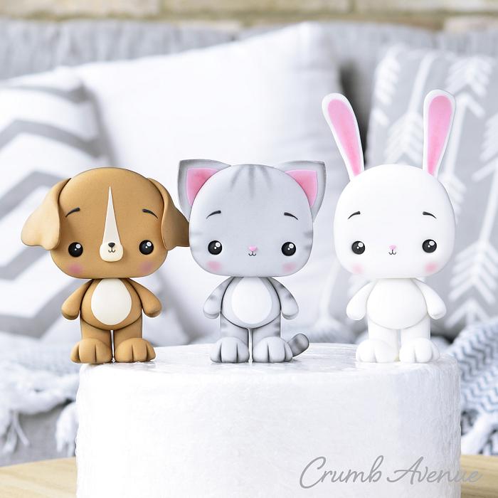 Cat, Bunny & Dog Cake Toppers