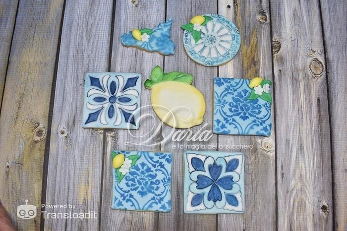 Sicily themed handpainted cookies