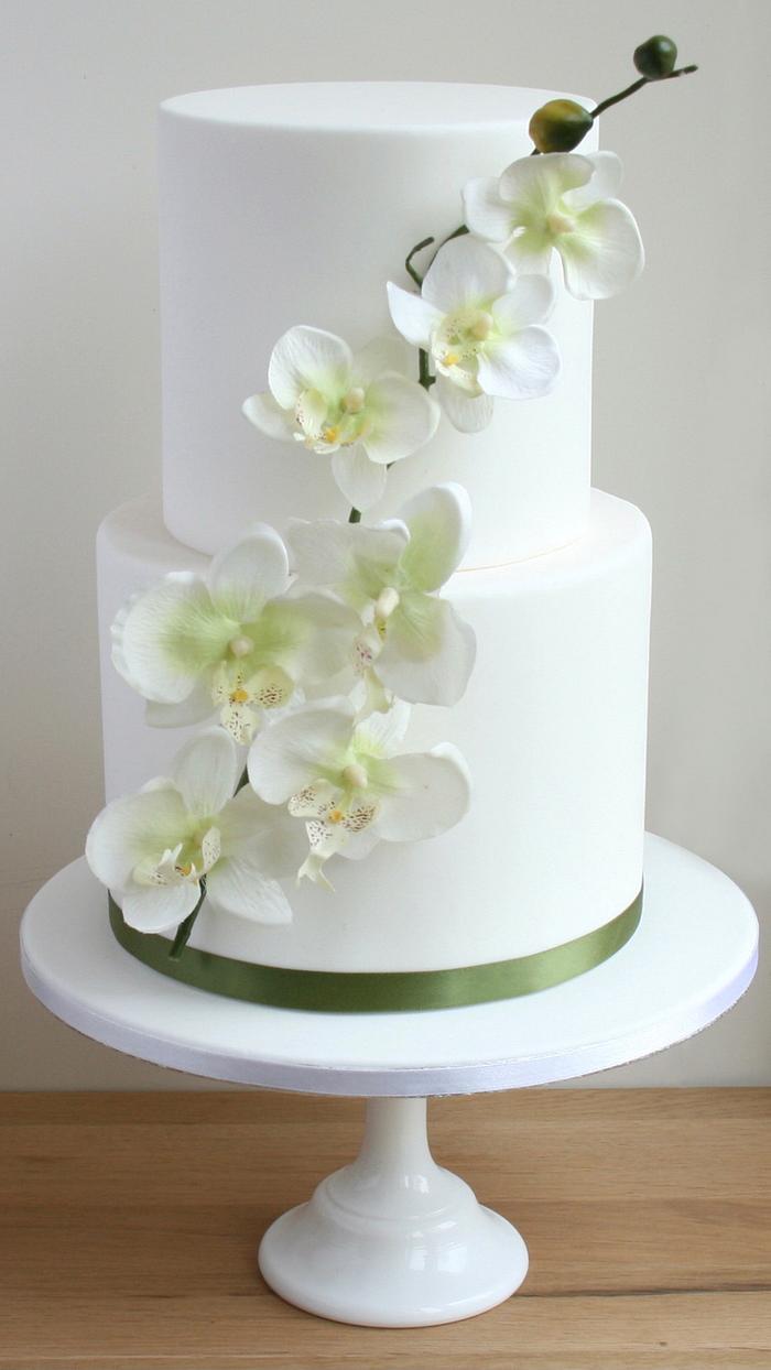 Wedding cake with orchids