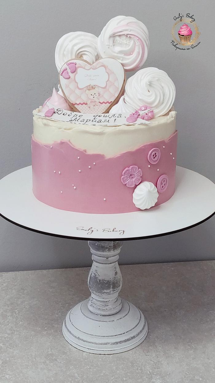 Welcome baby girl cake
