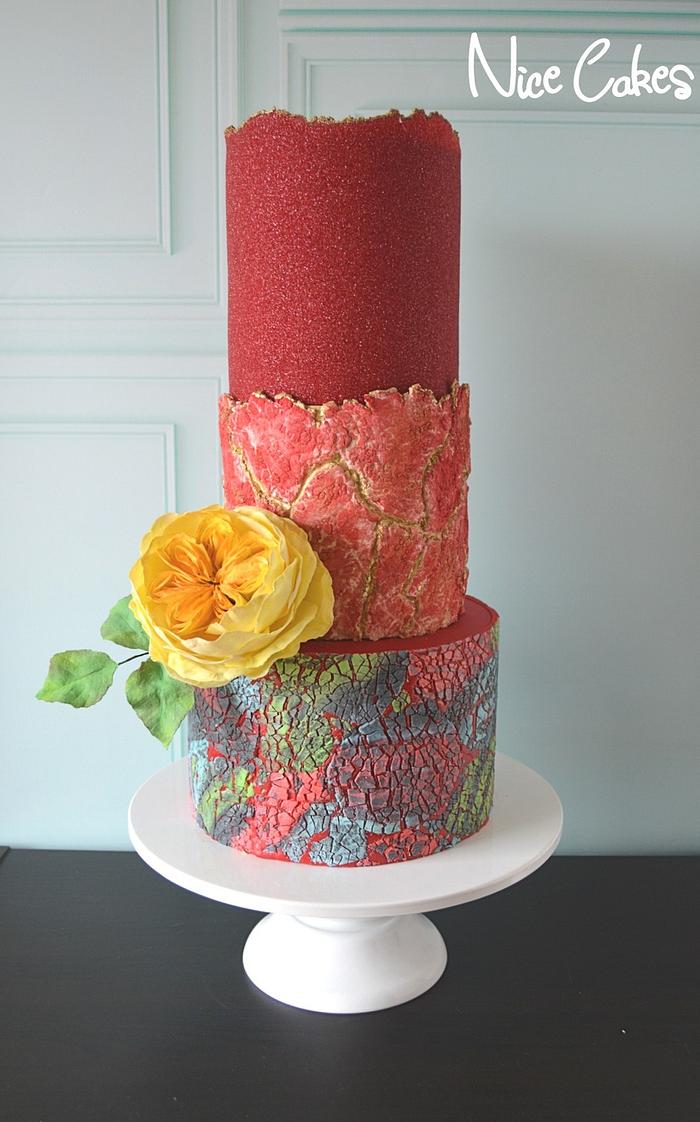 Textured birthday cake