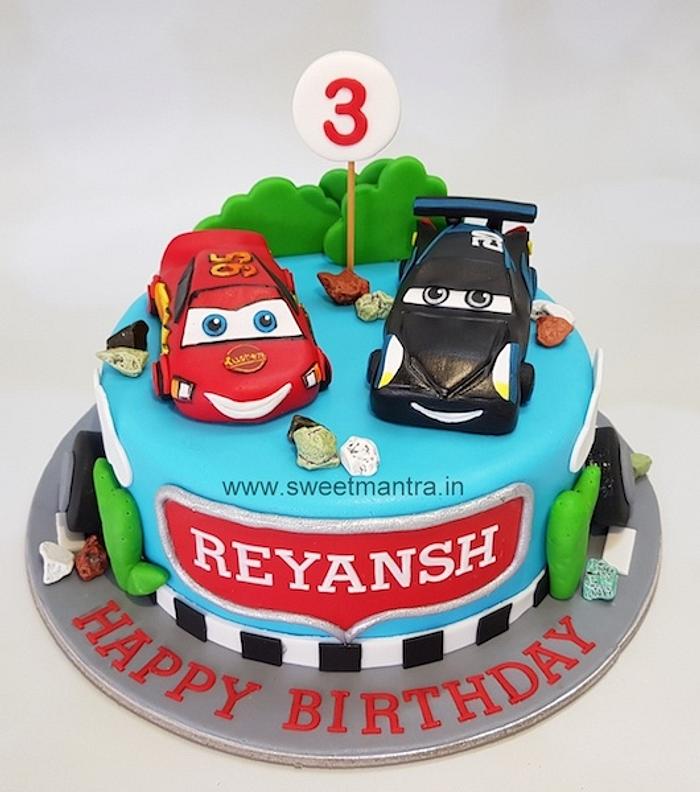 Cars theme fondant cake