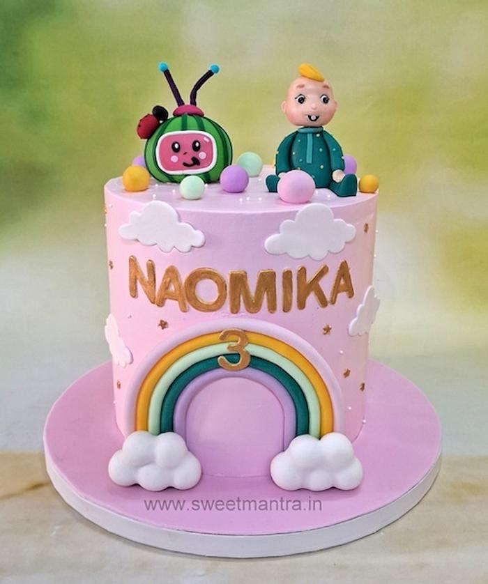 Cocomelon cream cake with rainbow