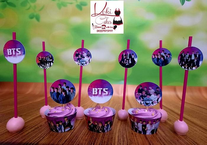 "BTS music team Cupcakes and cake pops"