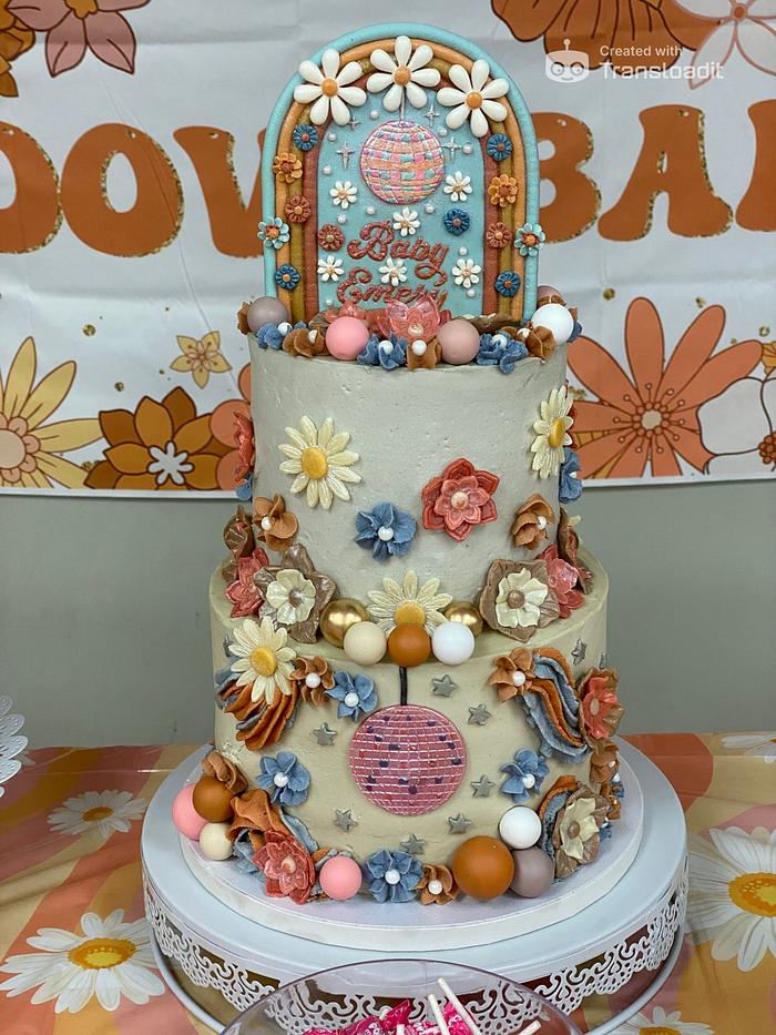 “Groovy Baby” Baby Shower Cake & Cookiess 