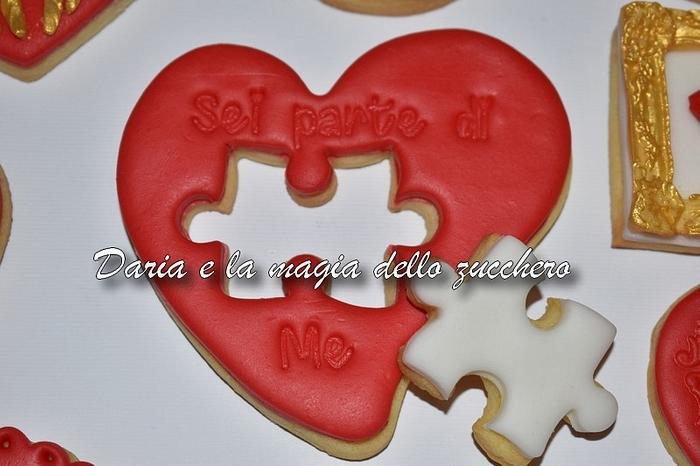 Valentine puzzle cookie