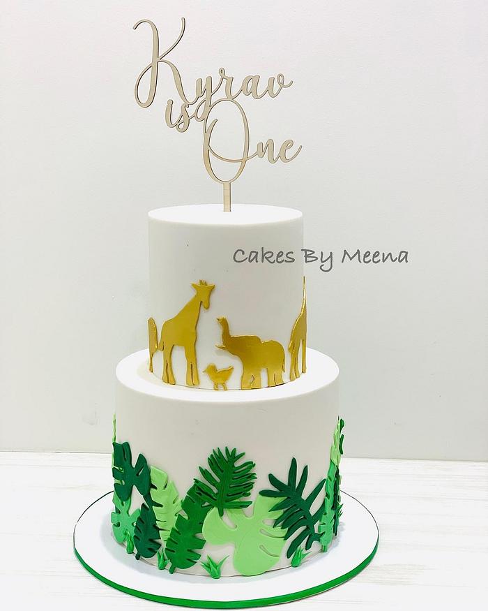 Safari Animal themed birthday cake