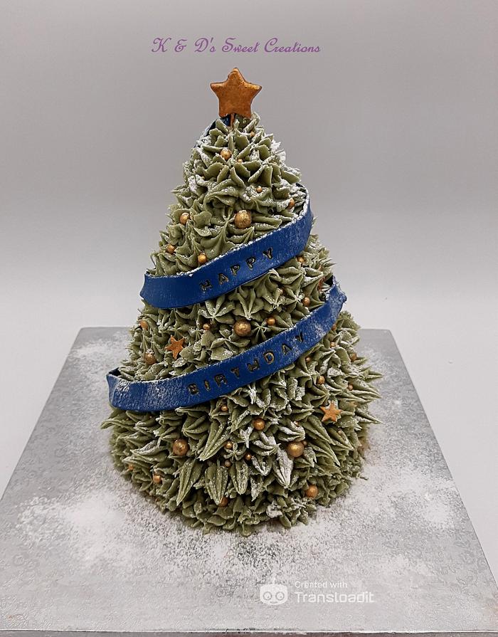 Christmas tree birthday cake