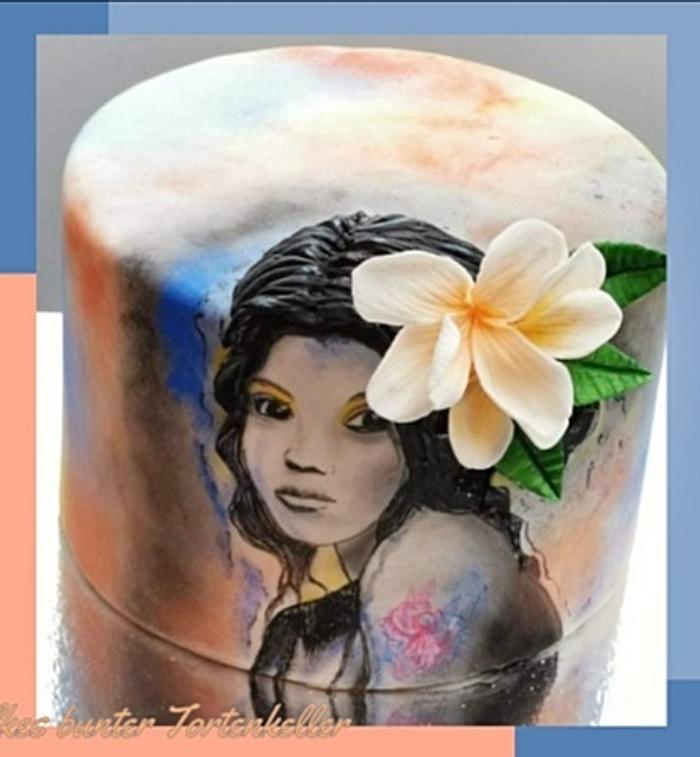Watercolor 3D painted cake