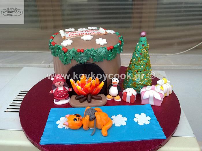 Santa's Fireplace Birthday Cake