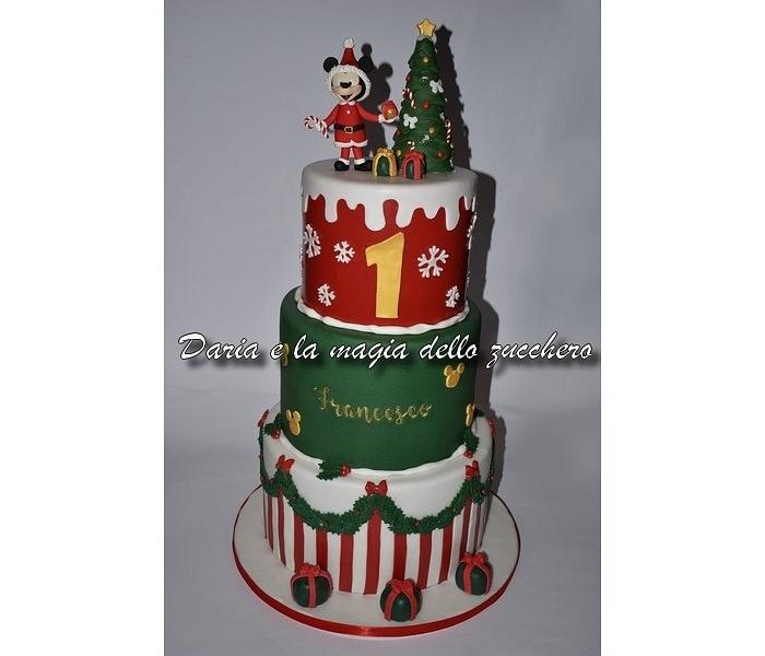 Christmas Mickey Mouse cake