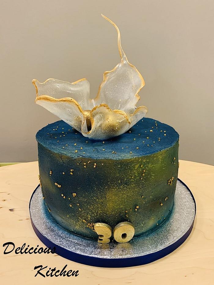 Birthday cake with isomalt sail