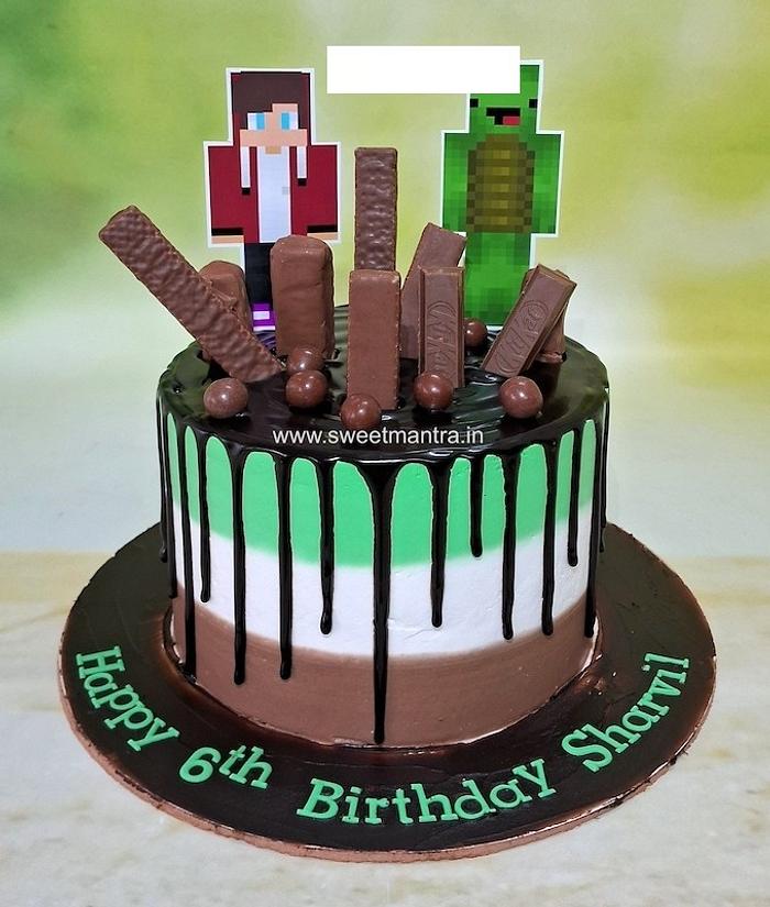 Minecraft theme chocolate cake