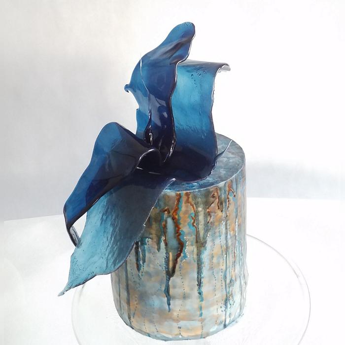 Birthday cake in blue and brown 