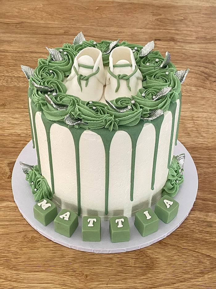Sage Green Drip Cake