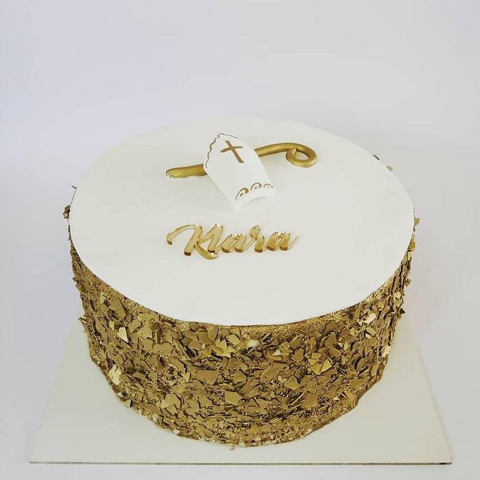 Gold confirmation cake