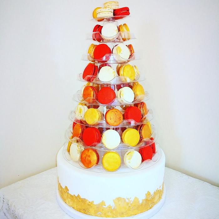 Cake and Macaron Tower Wedding Cake x 3