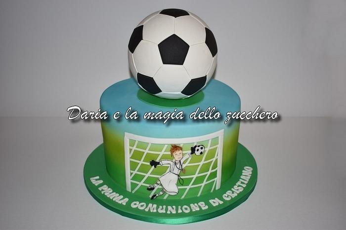 First communion football themed cake
