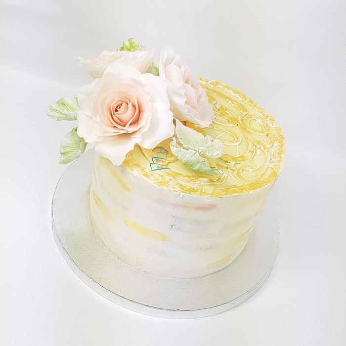 Simple cake with sugar roses