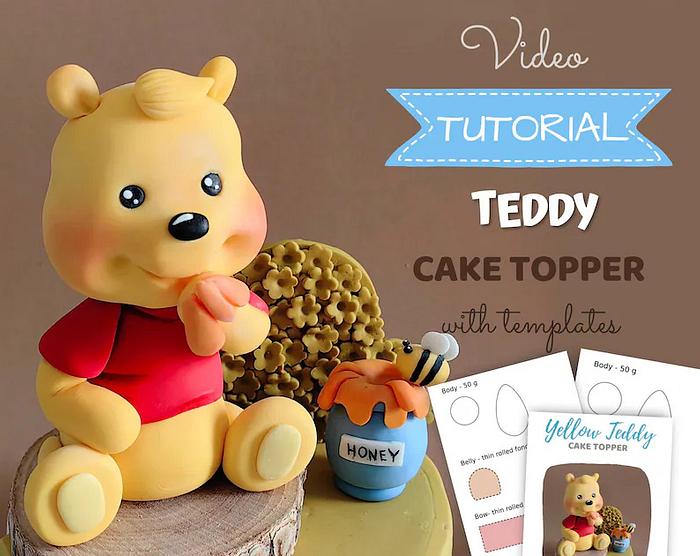 Yellow teddy fondant cake topper 💛
