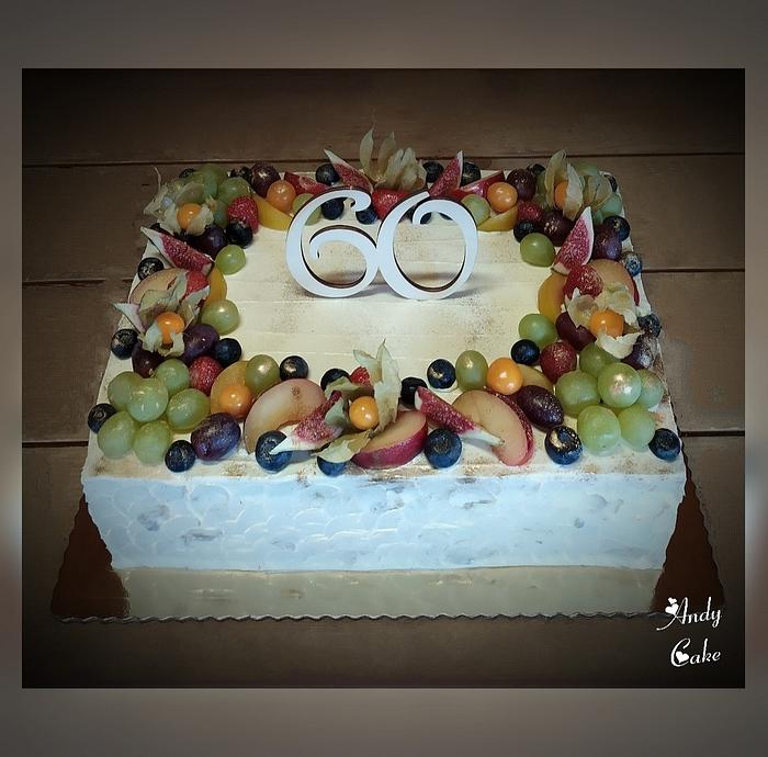 Birthday cake with fruits