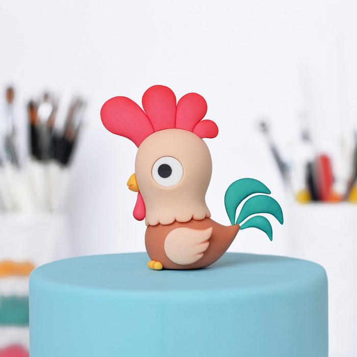 Cute Rooster Cake Topper